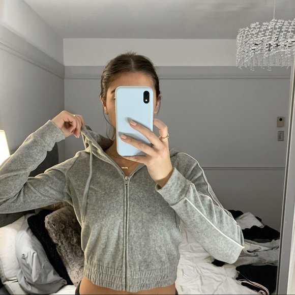 Garage Tops - Grey velour hoodie